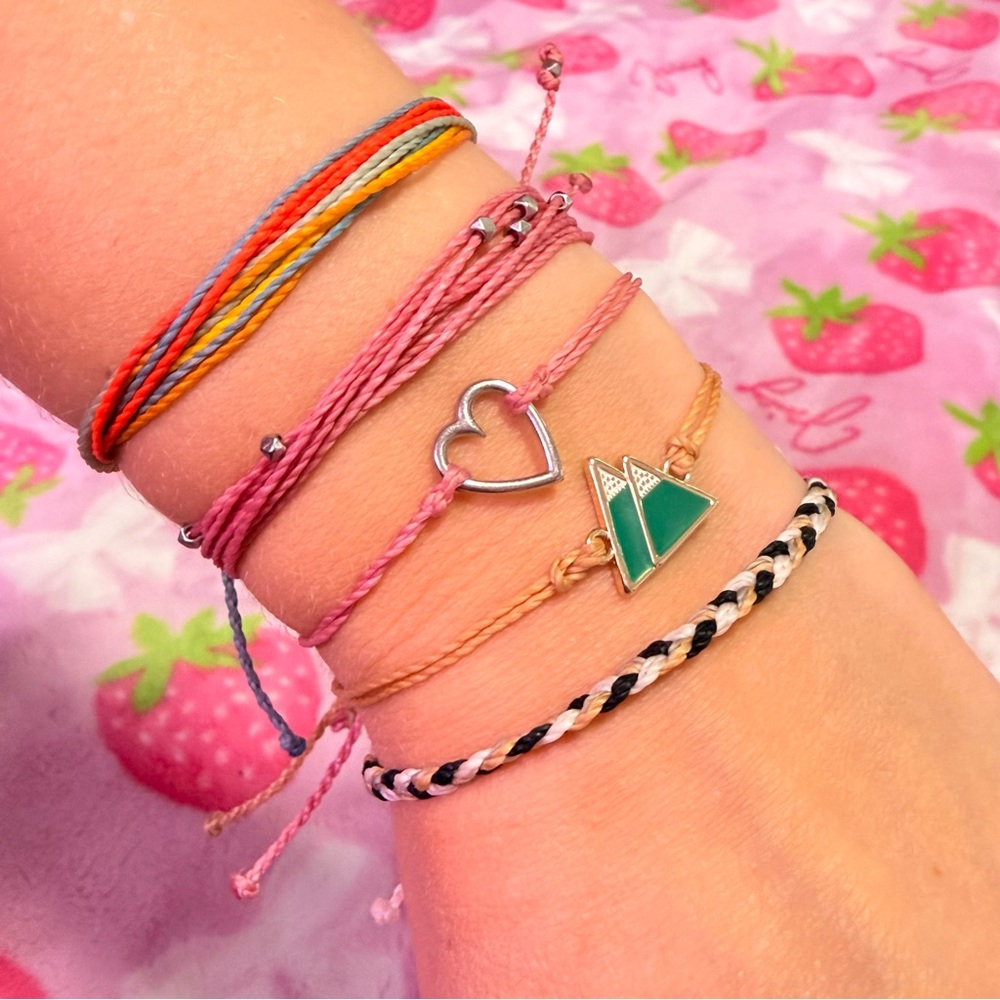 Pura Vida String Bracelet Set Heart Triangle Charms Boho Colorful Stack Beachy